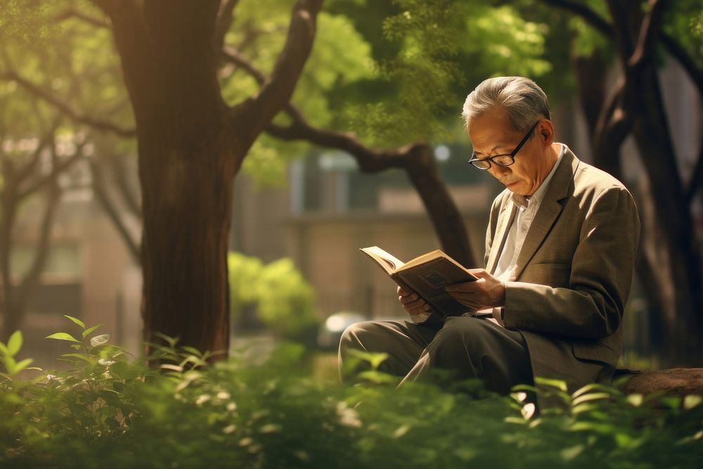Korean man reading book publication. AI generated Image by rawpixel.