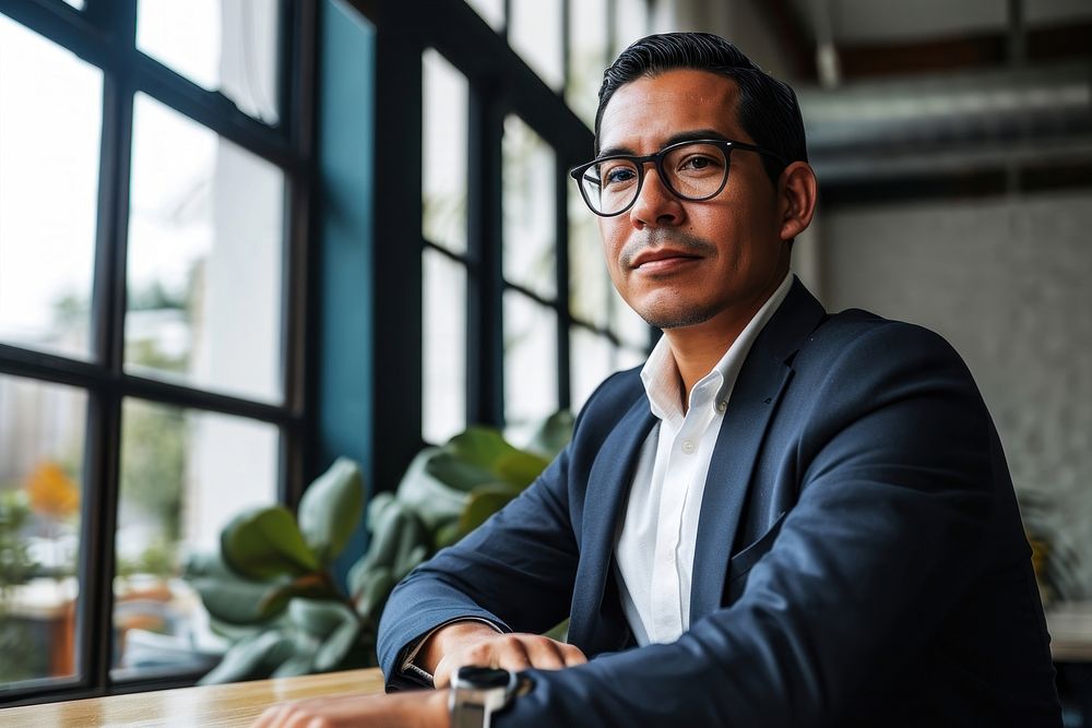 Mexican business man wearing suit glasses office adult. AI generated Image by rawpixel.