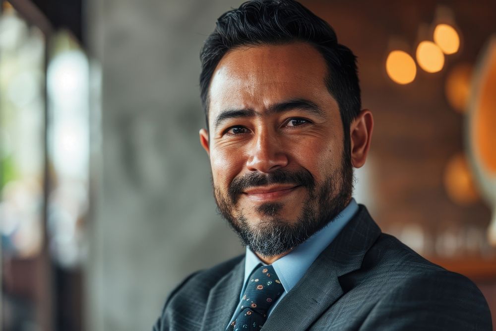 Mexican business man wearing suit portrait adult smile. AI generated Image by rawpixel.