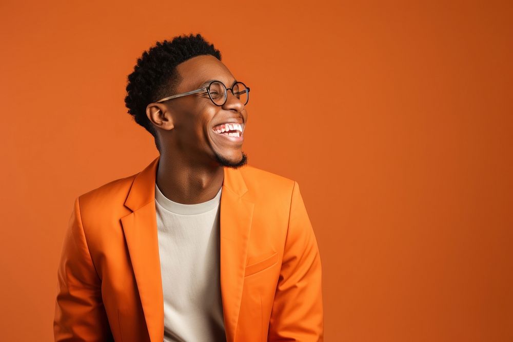A mixed raced black young man smile laughing glasses. AI generated Image by rawpixel.