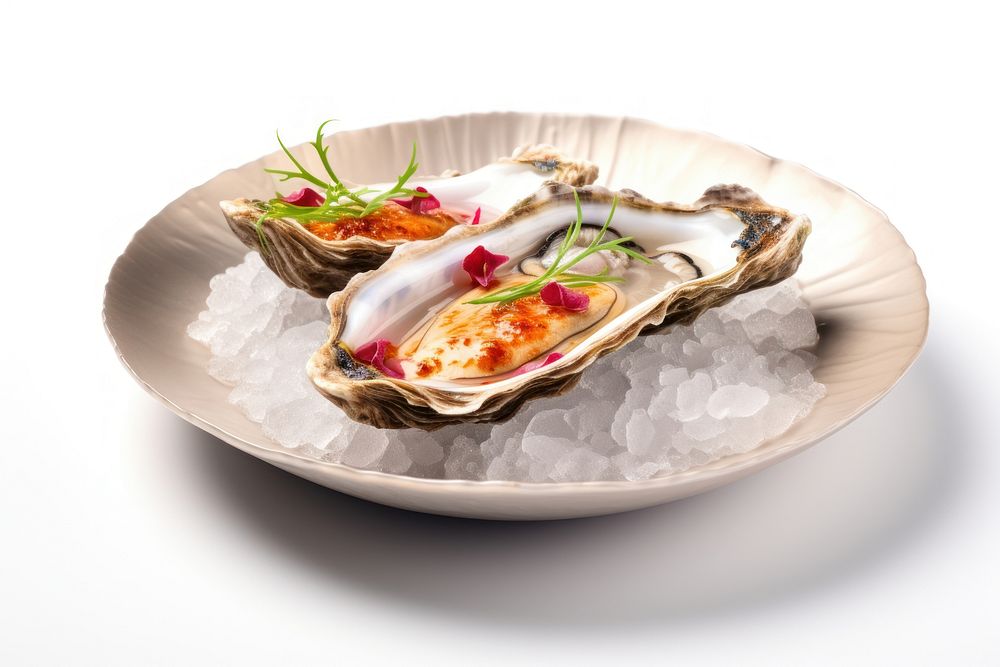 Oyster menu on dish seafood plate invertebrate. AI generated Image by rawpixel.