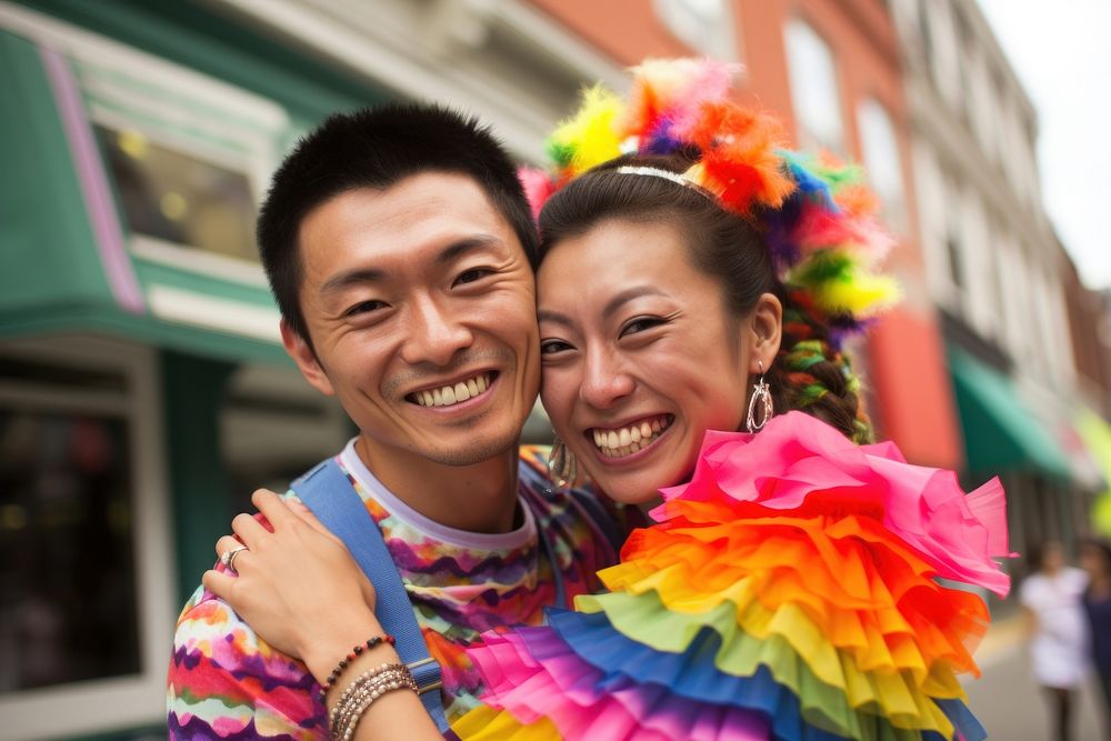 Asain woman and love couple laughing portrait smile. AI generated Image by rawpixel.