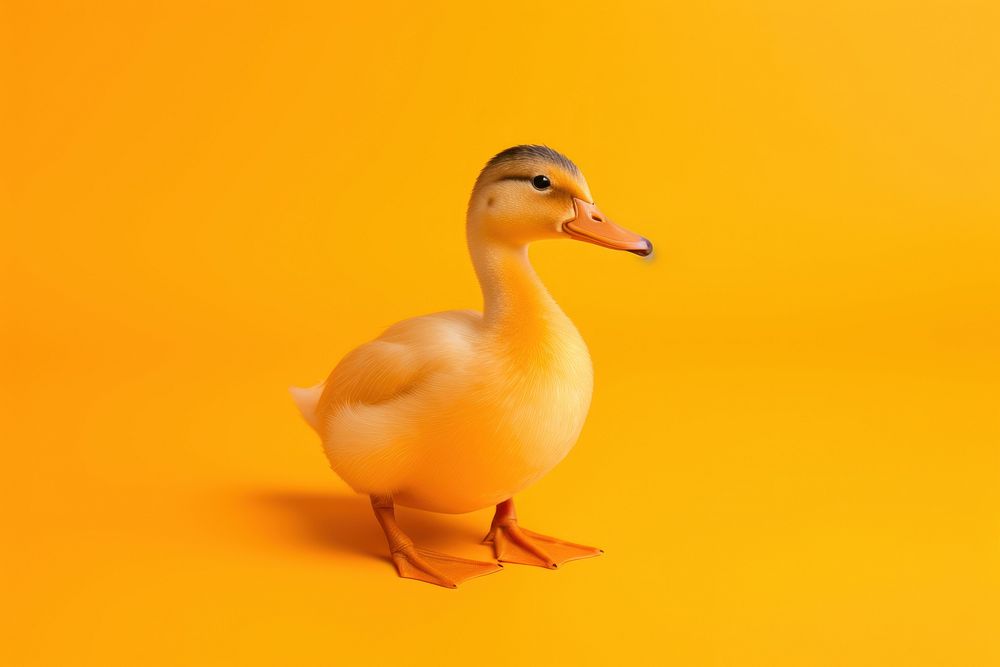 A baby duck animal bird orange background. AI generated Image by rawpixel.
