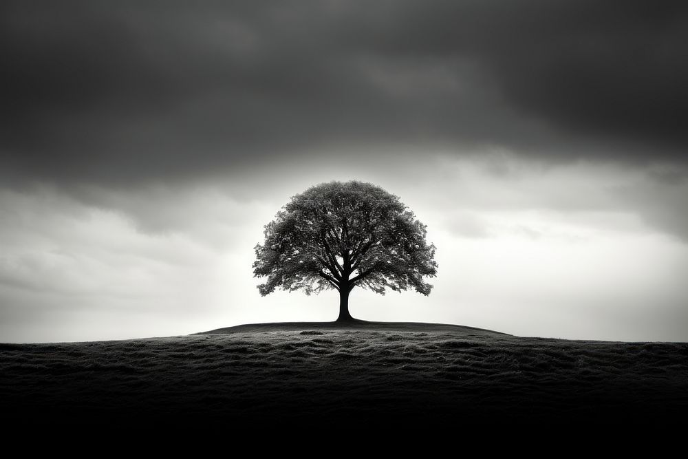 Tree tree silhouette outdoors. AI generated Image by rawpixel.