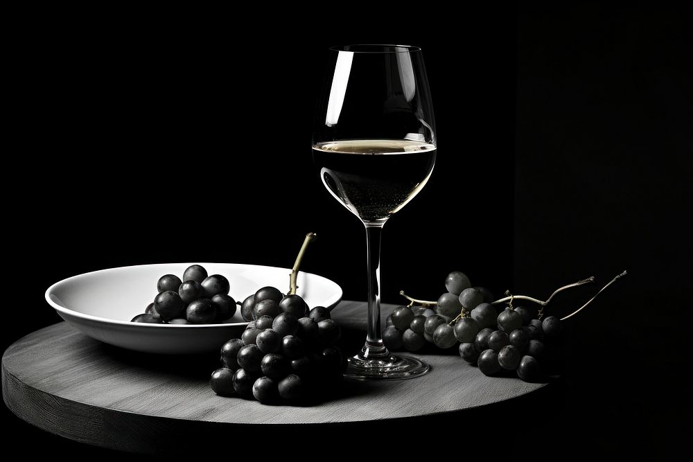 Wine glass plate drink. AI generated Image by rawpixel.