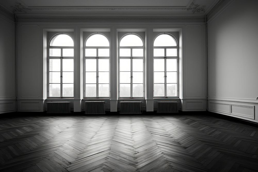 Empty room flooring window black. AI generated Image by rawpixel.