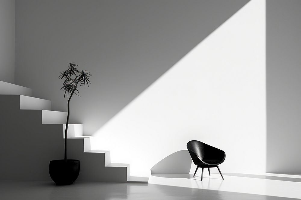 Minimal space architecture staircase furniture. AI generated Image by rawpixel.