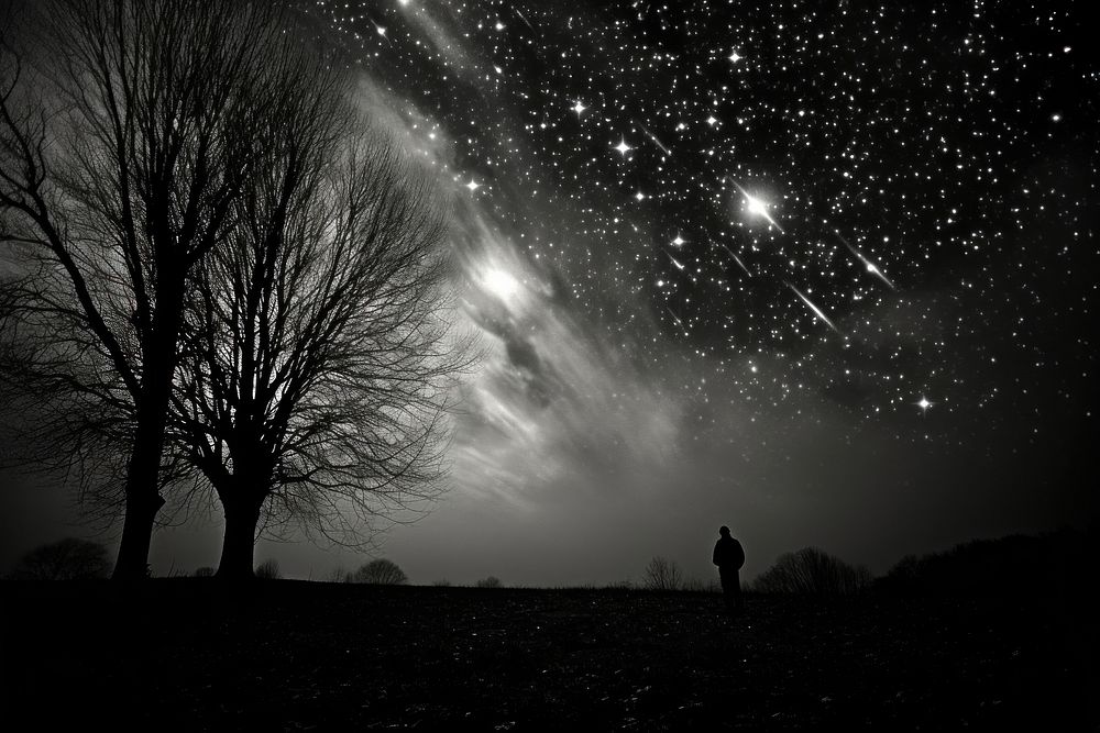 Night sky night silhouette landscape. AI generated Image by rawpixel.