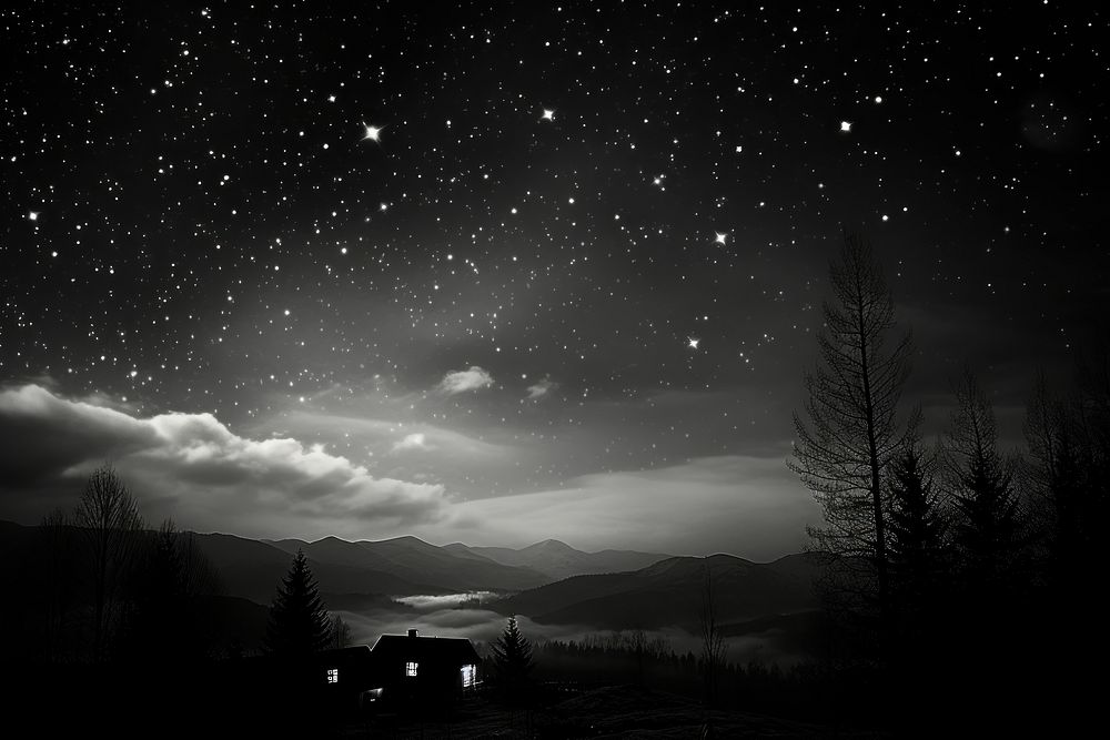 Night sky night silhouette landscape. AI generated Image by rawpixel.