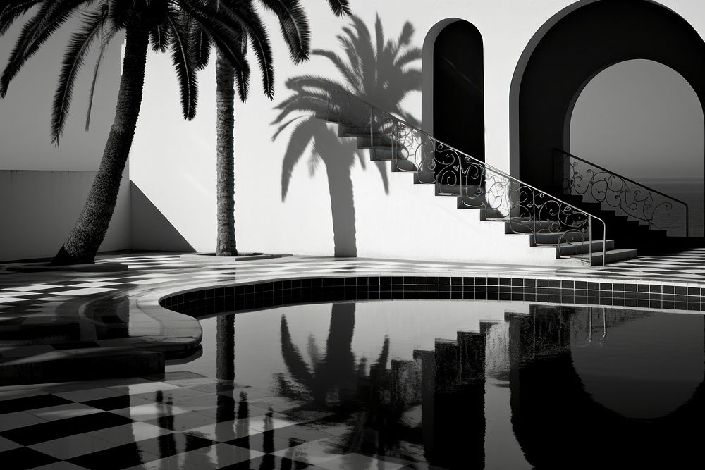 Pool architecture staircase building. AI generated Image by rawpixel.