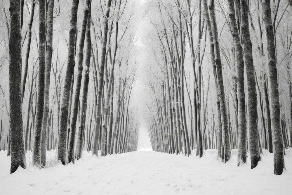 Snow forrest outdoors woodland winter. AI generated Image by rawpixel.