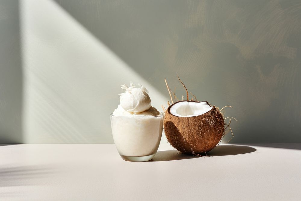 Icecream coconuts milk food freshness eggshell. AI generated Image by rawpixel.