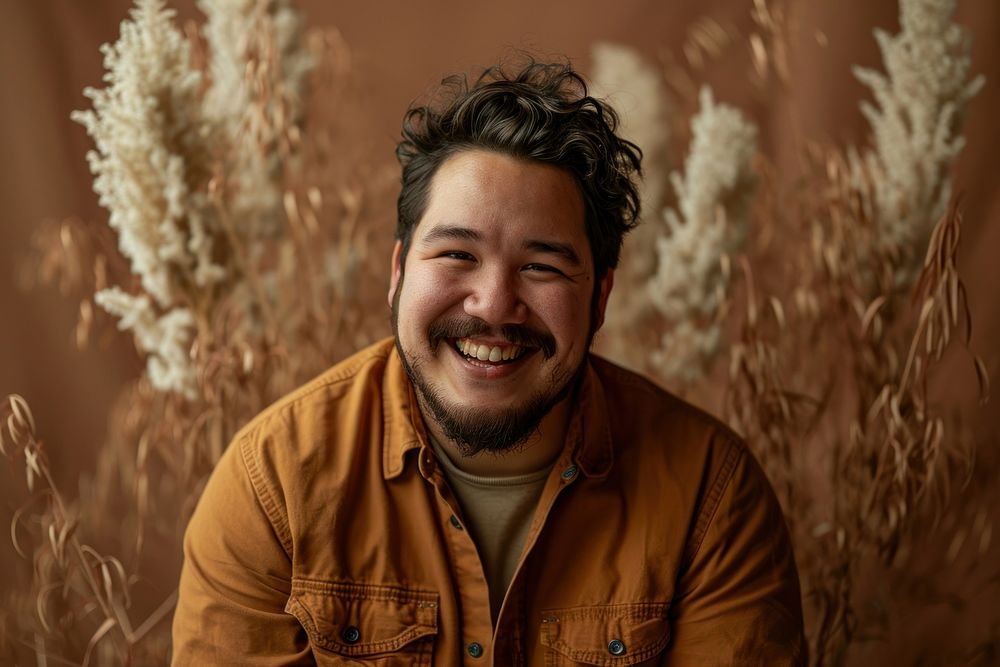 Smiling plus size man photography portrait laughing. AI generated Image by rawpixel.