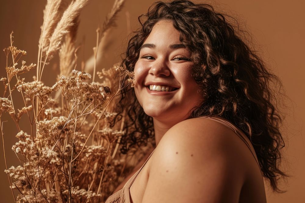 Smiling plus size woman photography portrait laughing. AI generated Image by rawpixel.