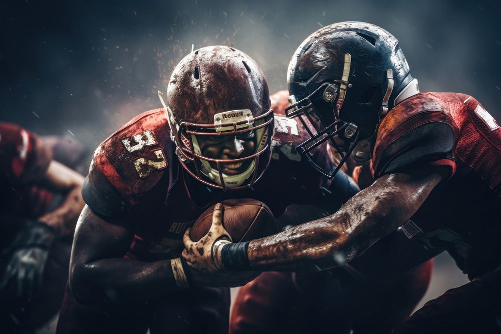American football Championship competition tackling teamwork. AI generated Image by rawpixel.