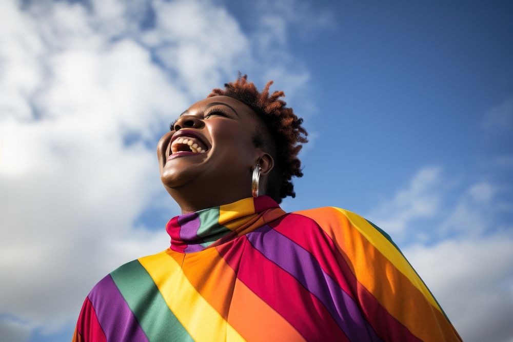 Lgbtq outdoors laughing smile. AI generated Image by rawpixel.