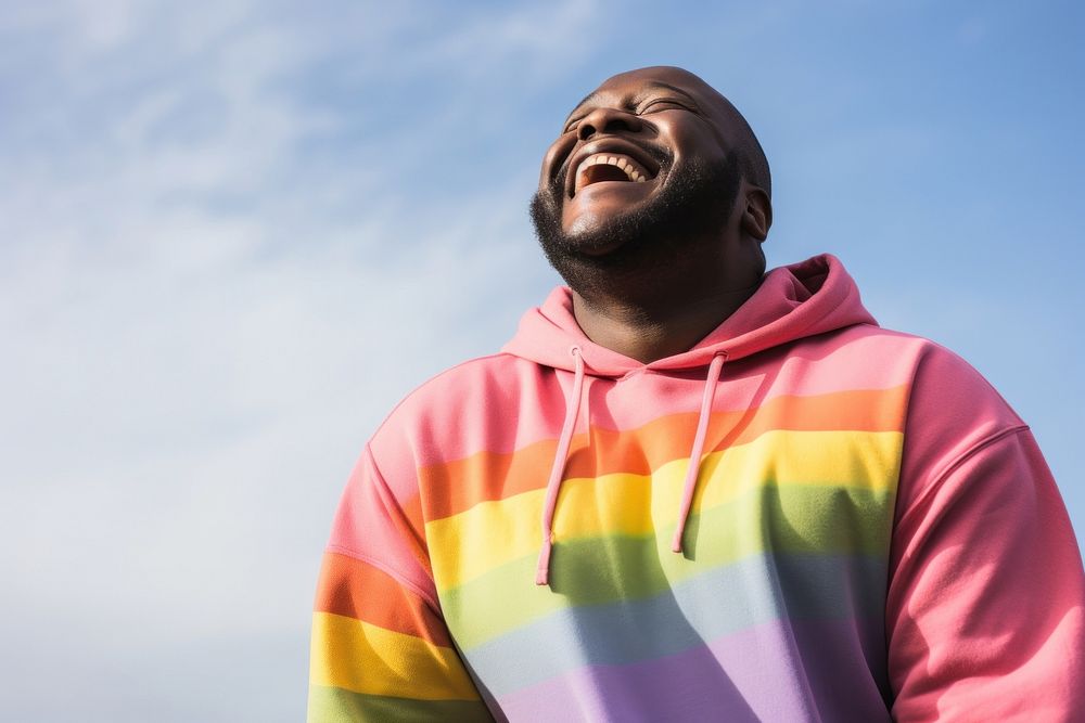 Lgbtq outdoors laughing rainbow. AI generated Image by rawpixel.