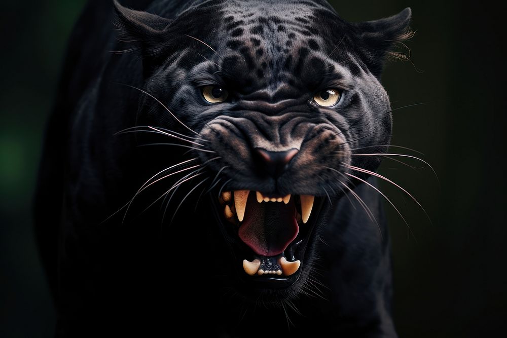 An angry panther wildlife animal mammal. AI generated Image by rawpixel.