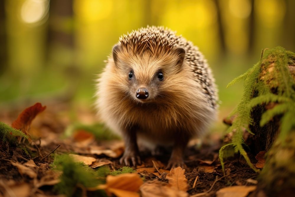 Hedgehog animal mammal forest. AI generated Image by rawpixel.