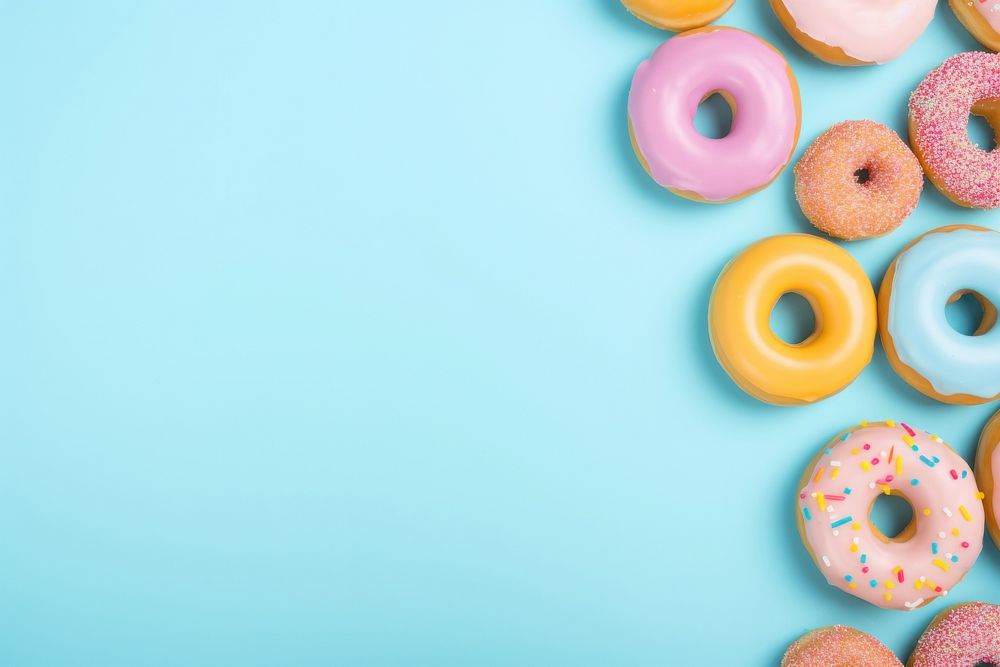 Donuts food blue confectionery. AI generated Image by rawpixel.
