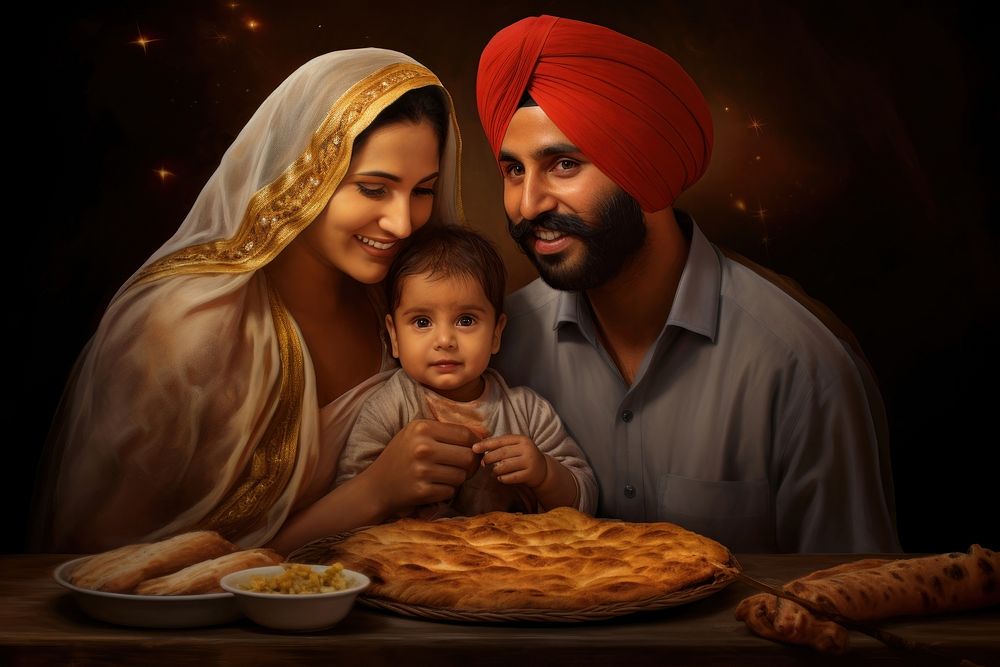 Family eating Paratha portrait adult photo. AI generated Image by rawpixel.