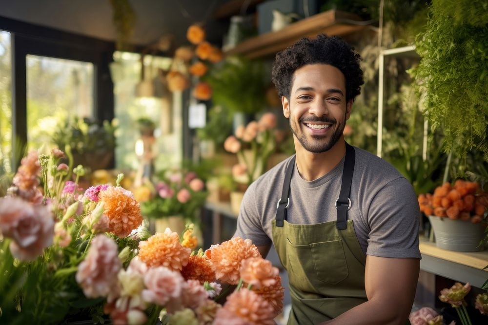 Mixed race outdoors gardening smiling. AI generated Image by rawpixel.