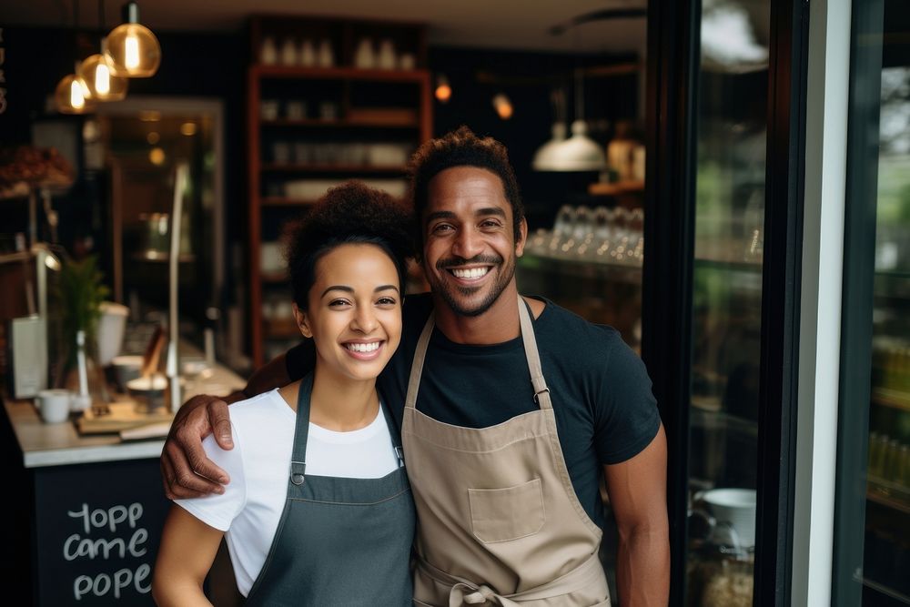 Mixed race couple smiling adult smile. AI generated Image by rawpixel.