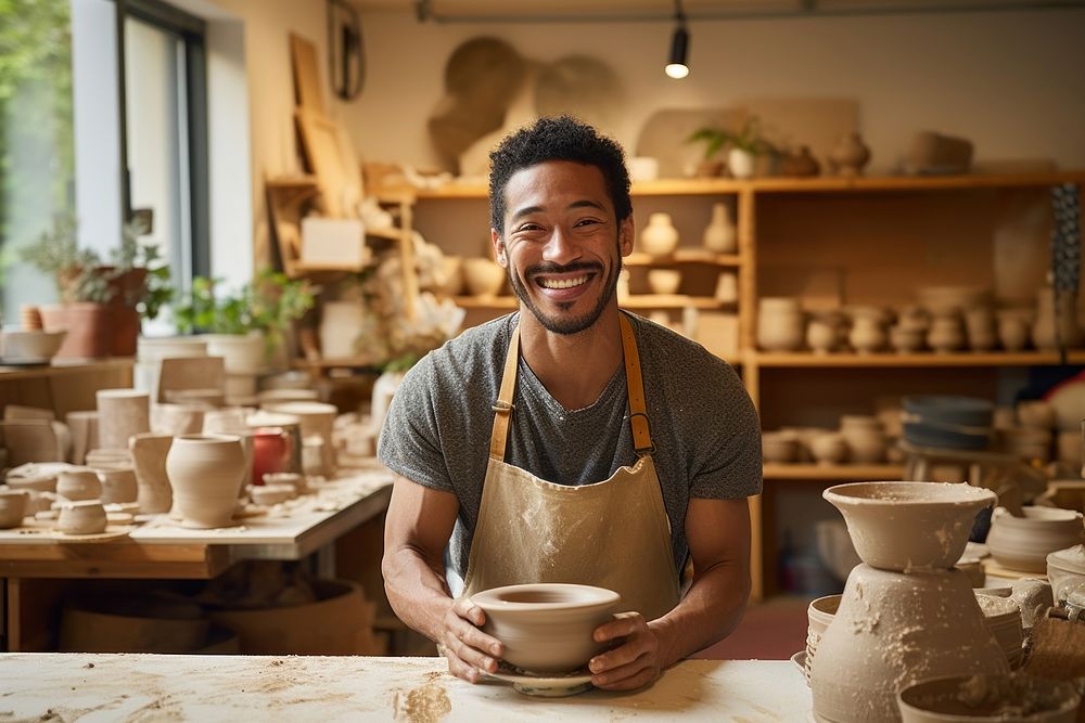 Mixed race pottery ceramic working. AI generated Image by rawpixel.