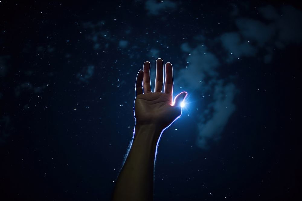 Pray hands night nature finger. AI generated Image by rawpixel.