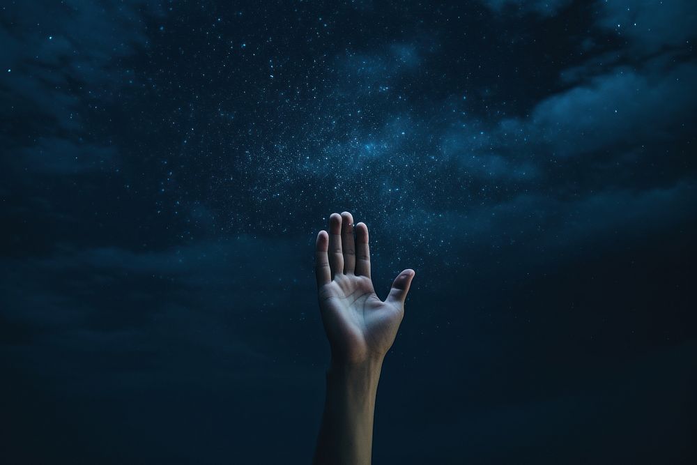 Pray hands night outdoors nature. AI generated Image by rawpixel.