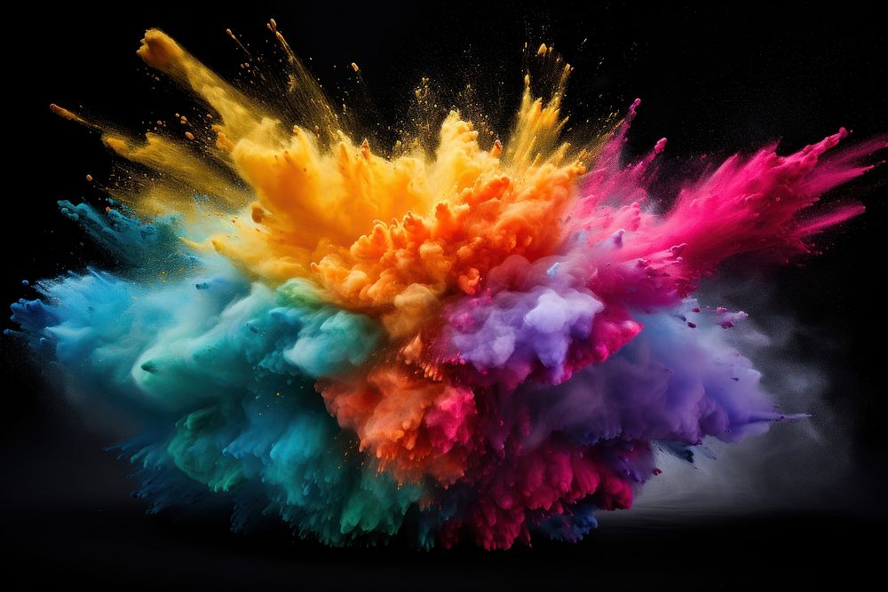 Rainbow powder explosion black background accessories creativity. AI generated Image by rawpixel.