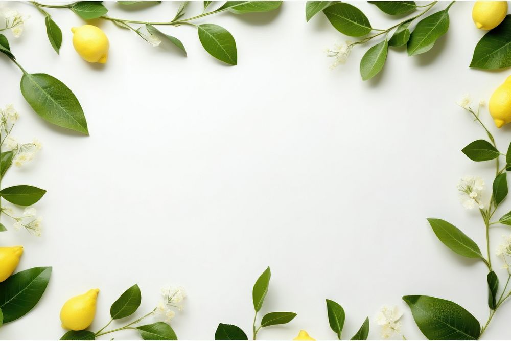 Summer leaves frame backgrounds fruit lemon. AI generated Image by rawpixel.