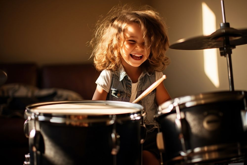 Chubby girl drums percussion musician. AI generated Image by rawpixel.