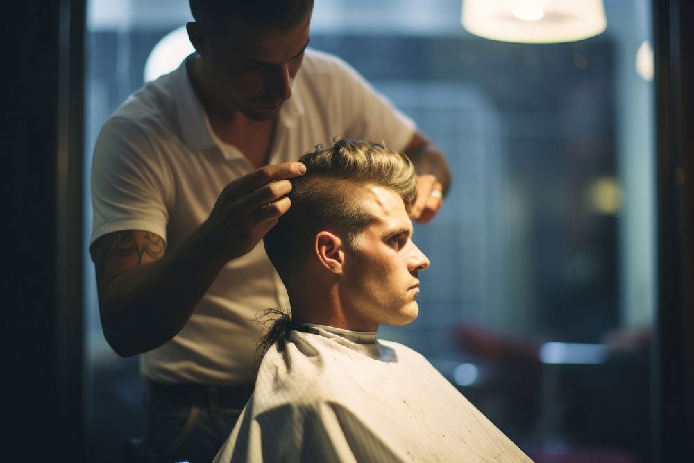 Client doing hair cut barbershop adult barber shop. AI generated Image by rawpixel.