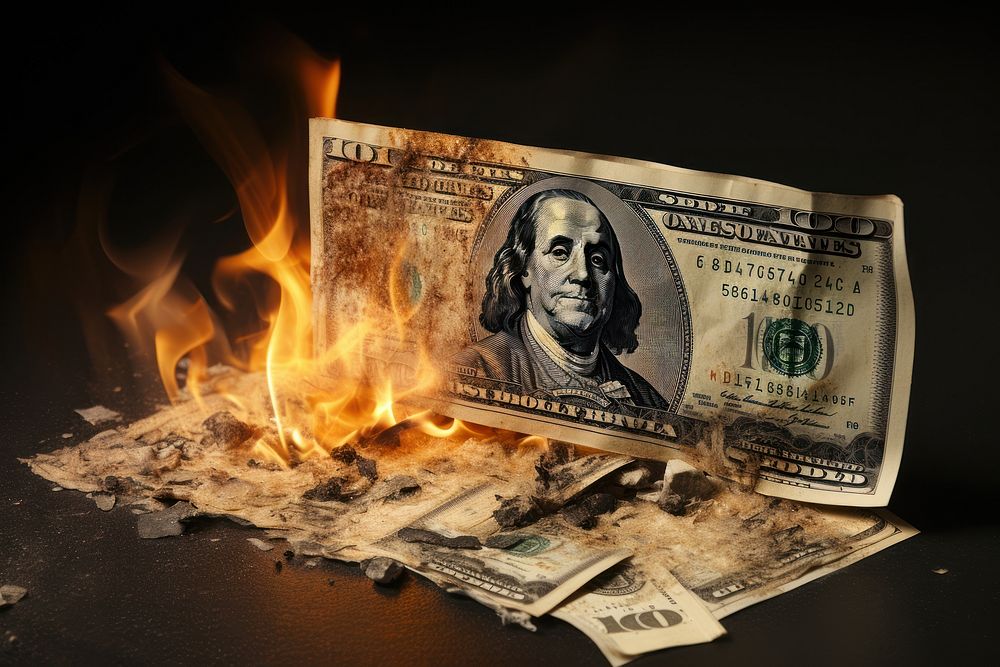 Banknotes burned fireplace banknote dollar. | Free Photo - rawpixel