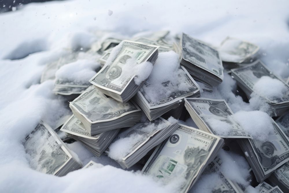 Banknotes dollar money snow. AI generated Image by rawpixel.