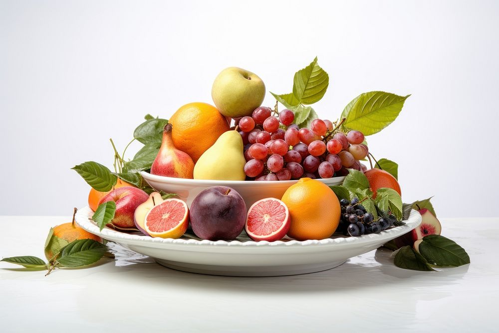Fruit in a porcelain plate fruit grapefruit berry. AI generated Image by rawpixel.