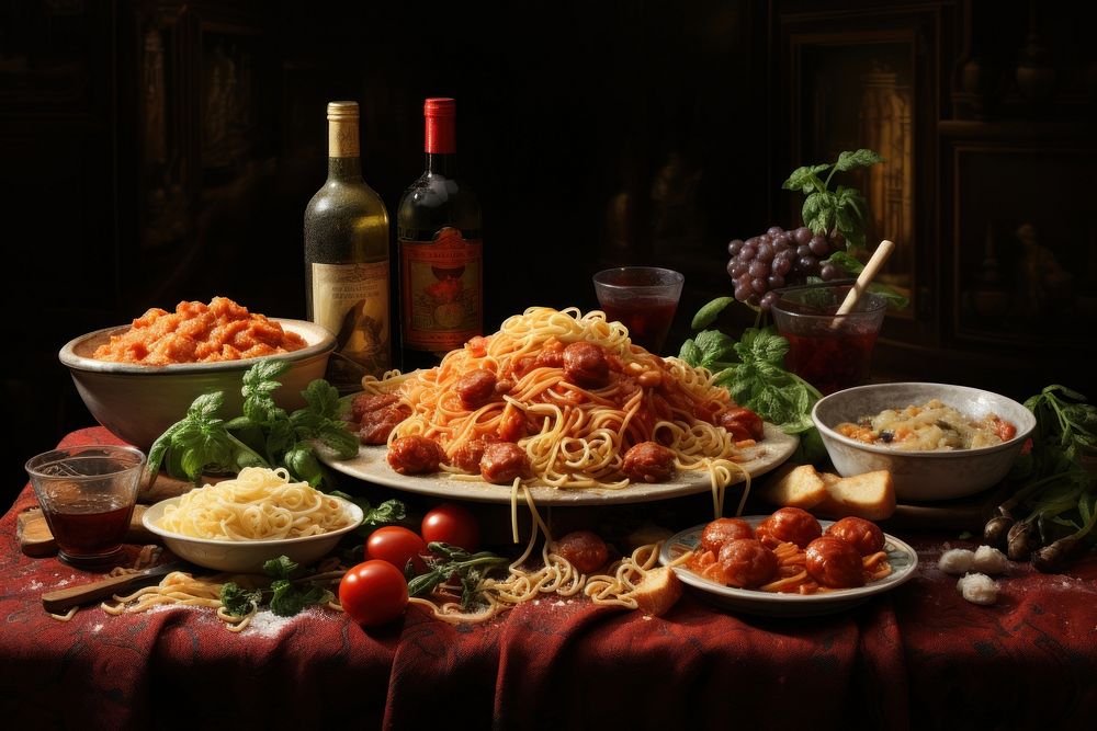 Italian food spaghetti supper dinner. AI generated Image by rawpixel.