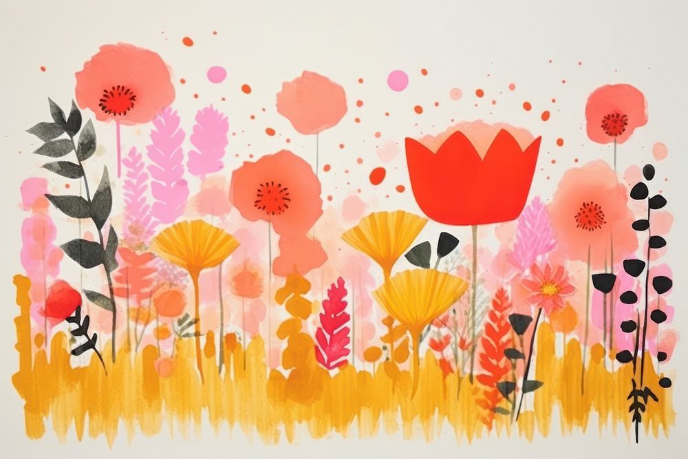 Summer flower field art painting pattern. AI generated Image by rawpixel.
