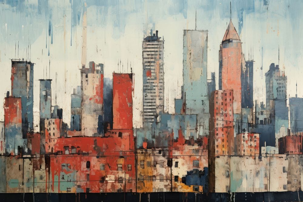 Painting city art architecture. AI generated Image by rawpixel.
