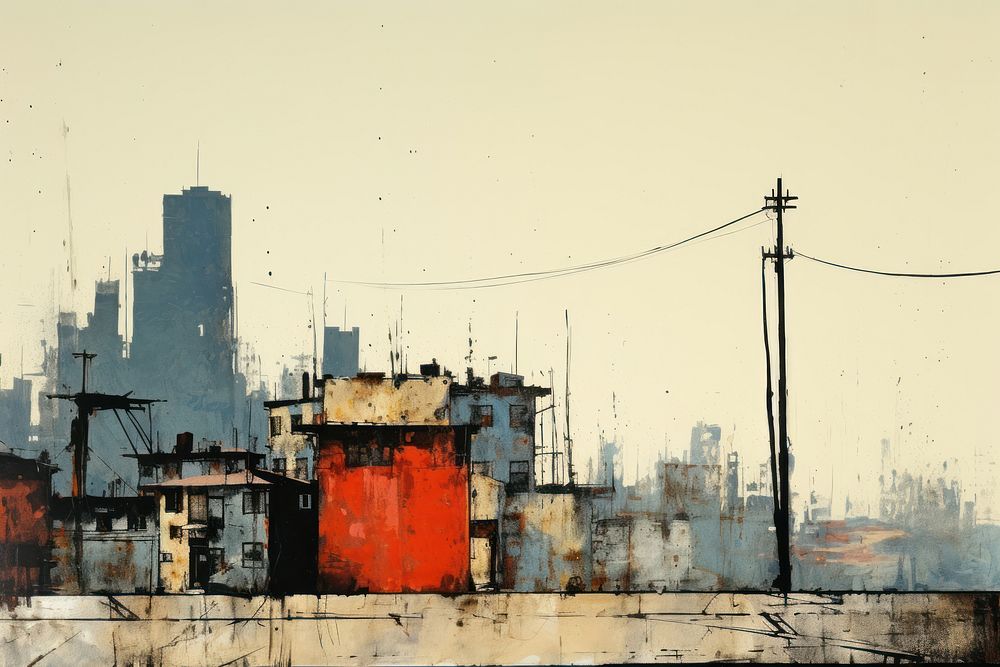 Painting city architecture building. AI generated Image by rawpixel.