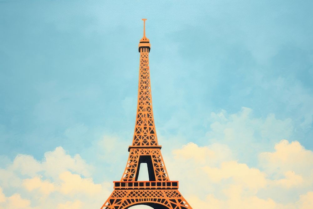 Eifel tower architecture building landmark. AI generated Image by rawpixel.
