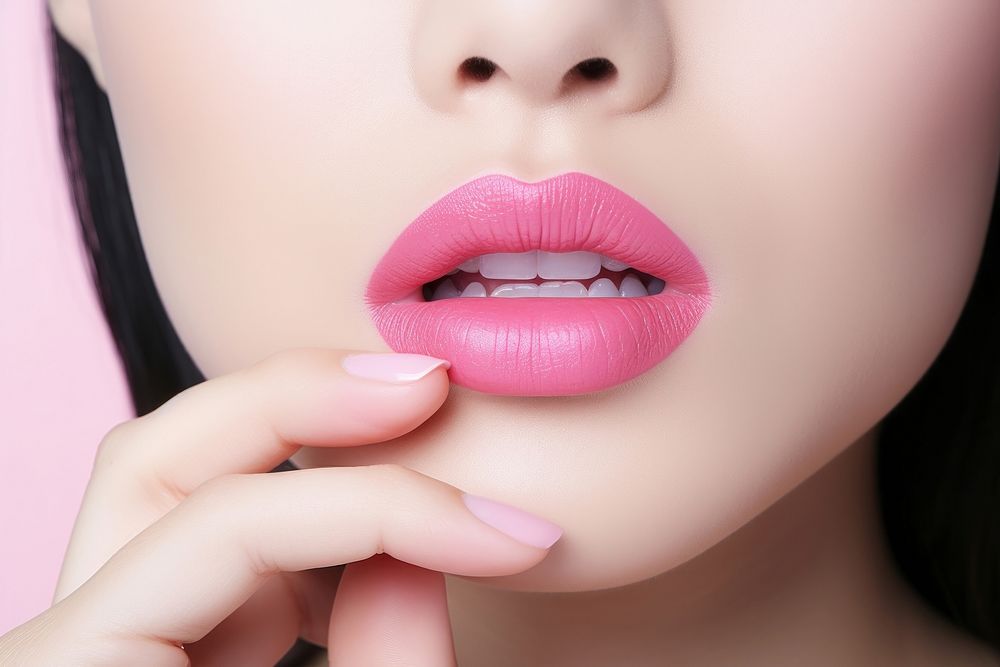 Pink fingernails and pink lips skin perfection cosmetics. AI generated Image by rawpixel.