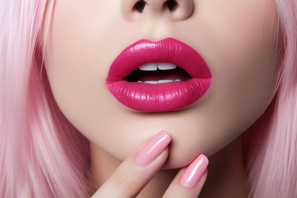 Pink fingernails and pink lips perfection medication cosmetics. AI generated Image by rawpixel.