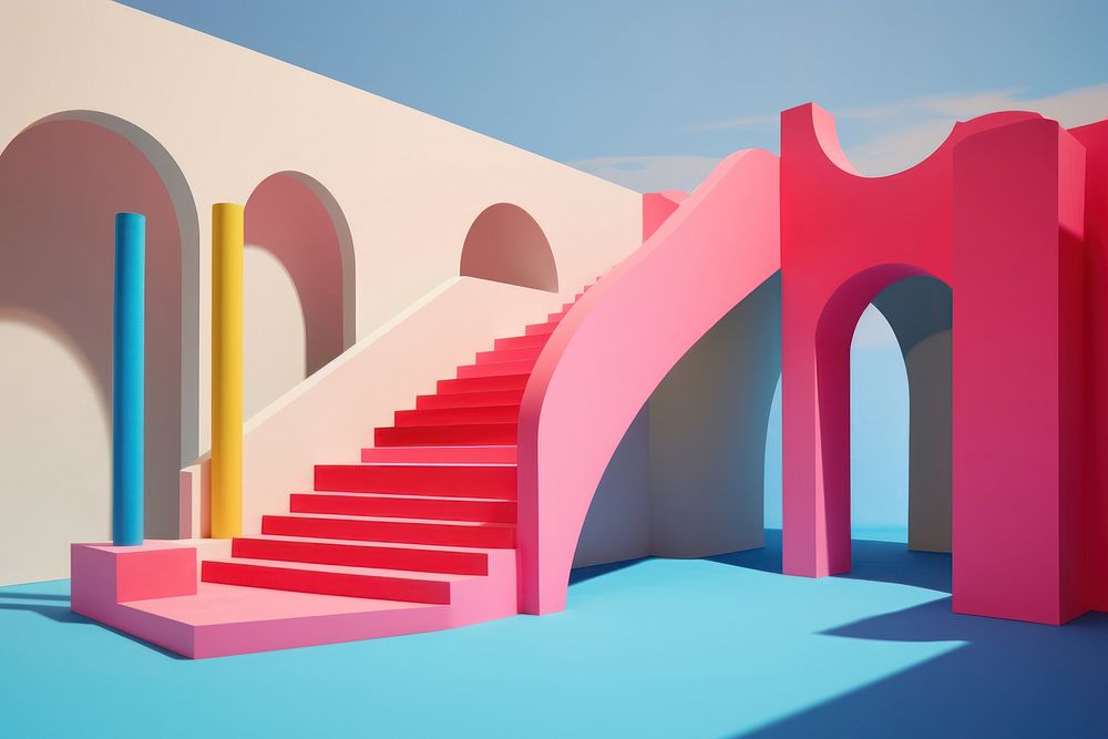 Staircase arch architecture building. AI generated Image by rawpixel.