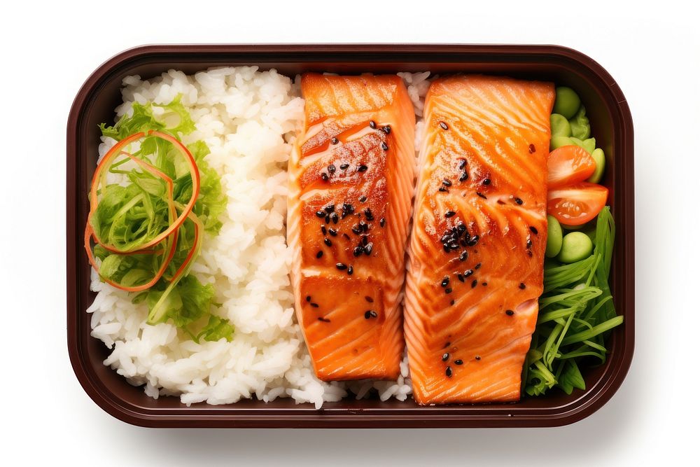 Bento box food seafood salmon. AI generated Image by rawpixel.