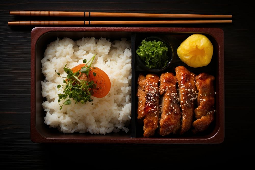 Bento box food chopsticks plate. AI generated Image by rawpixel.