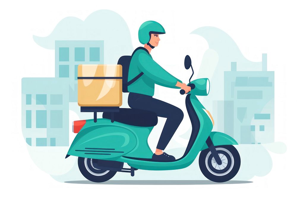Food deliveryman motorcycle cardboard vehicle. AI generated Image by rawpixel.