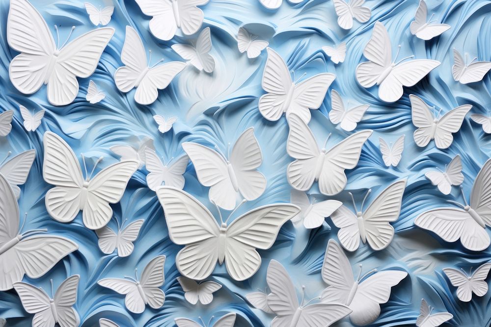 Butterflies pattern white art. AI generated Image by rawpixel.