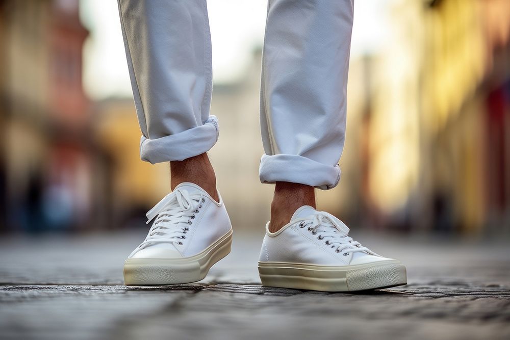 White canvas sneakers footwear fashion adult. AI generated Image by rawpixel.